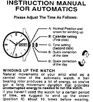 Mechanical / Auto Winding Watch Manual