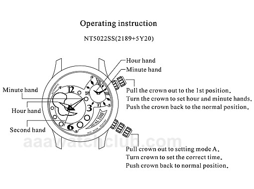 Dual Time Zone Automatic Watch Manual NT5022SS